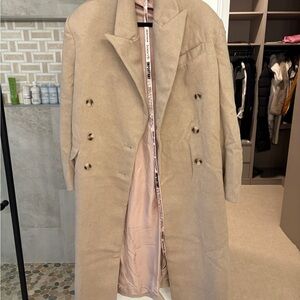 House of CB Beige Double-Breasted Pea Coat